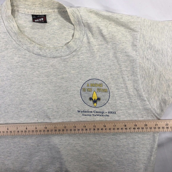 VTG WEBELOS CAMP 1993 TAWAKONI SINGLE STITCH USA MADE SHIRT 90s DISCOLORED TEE L - Picture 11 of 12